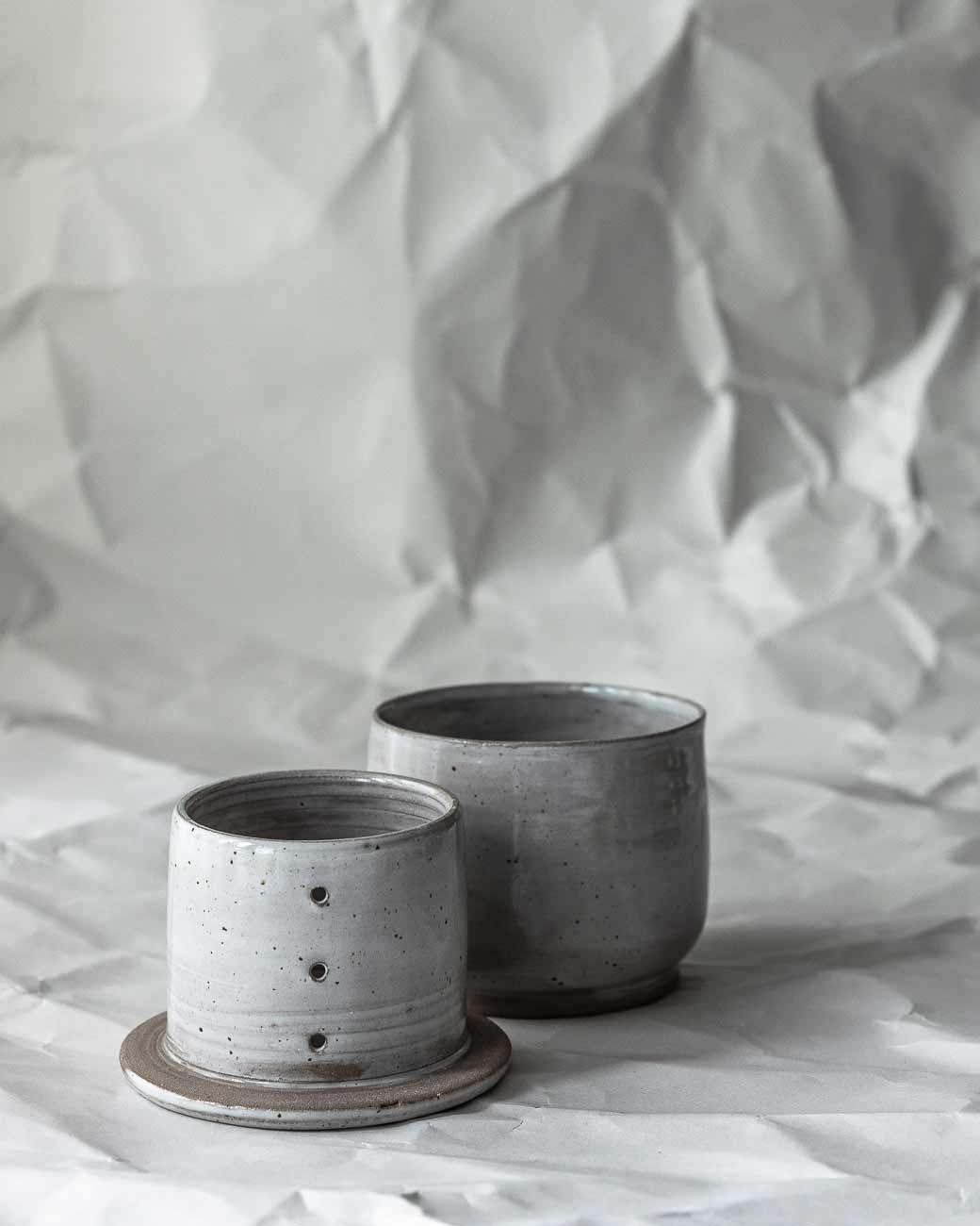 BUTTERDOSE | GREY WHITE /// Franz. Butterdose