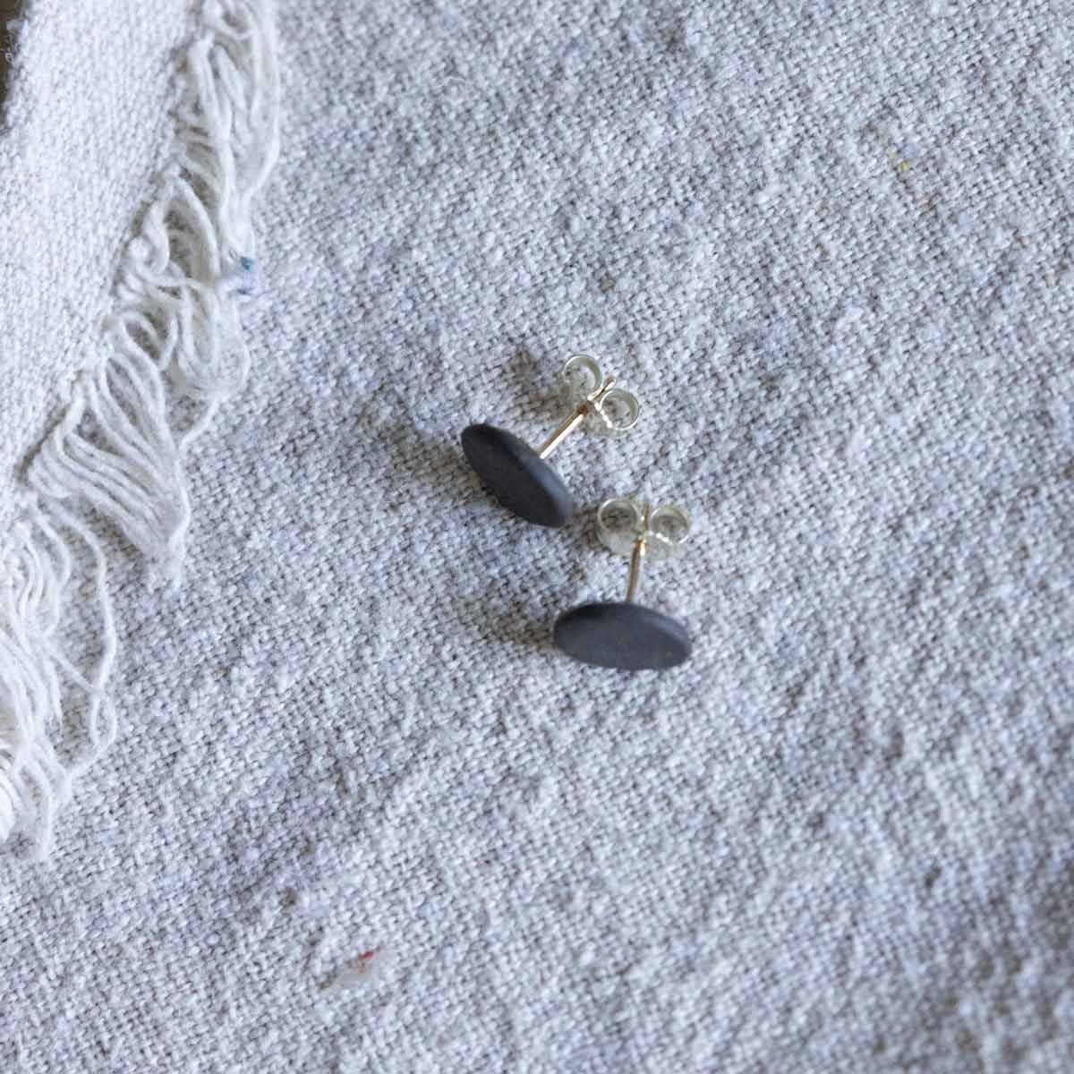 Ohrstecker 9mm | schwarz matt | silber 925